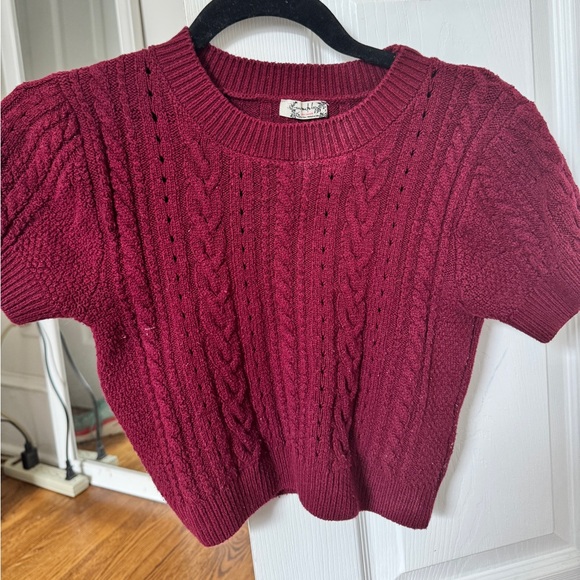 Free People Cropped Short Sleeve Knit Top - Picture 1 of 1
